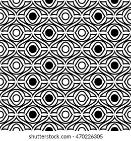 Stylish waves and circles background. Seamless pattern. Vector.