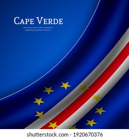 Stylish waving flag of Cape Verde country for happy independence day