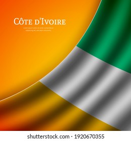 Stylish waving flag of Cote dIvoire country for happy independence day