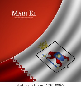 Stylish waving flag of Mari El country for happy national day