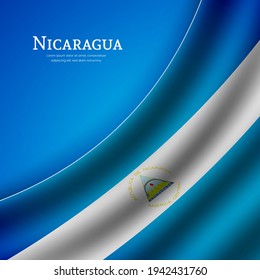 Stylish waving flag of Nicaragua country for happy independence day