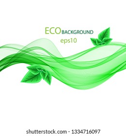 
Stylish wavy horizontal wave, ecological green background.