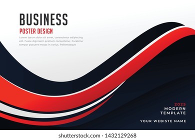 stylish wavy red and black business banner design