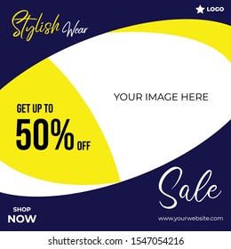 Stylish wear abstract template design social media template to promote your brand and advertise on different social media channels.Show sale, offers and discount with these creative designs