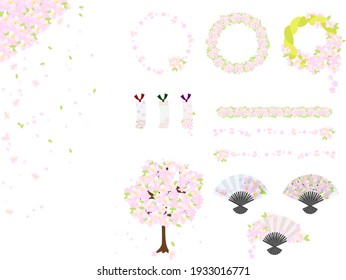 The stylish web graphics set of cherry blossoms