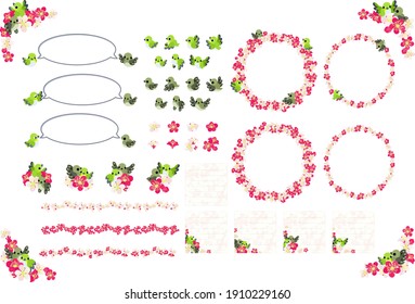 The stylish web graphics set of plum blossom and white-eye and warbler