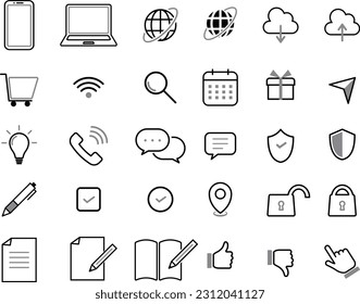 Stylish Web Icon Set in Two Colors - Shutterstock ID 2312041127