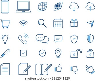 Stylish Web Icon Set in Two Colors - Shutterstock ID 2312041129