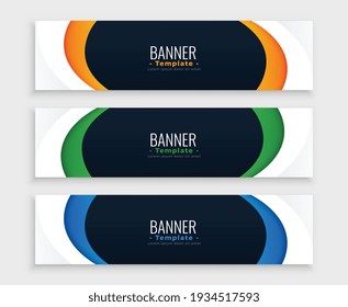 stylish web modern curvy banner design set