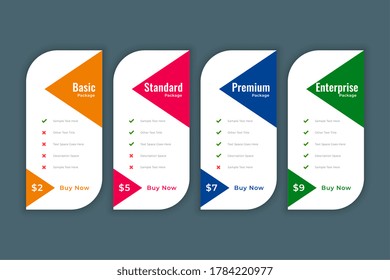 stylish web plans and pricing comparision template design