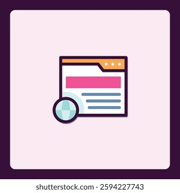 Stylish website analysis icon with global reach and digital insights