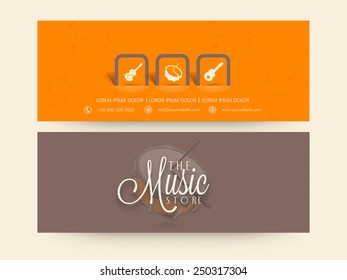 Stylish website header or banner set for music store.