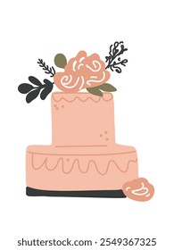 stylish wedding cake with pink accents in pastel shades