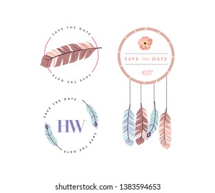 Stylish Wedding Graphic Design Set