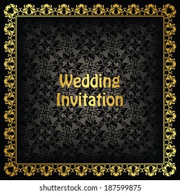 Stylish wedding invitation with frame. Seamless background                        