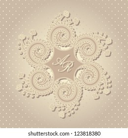 Stylish wedding invitation with round floral pattern in pastel colors