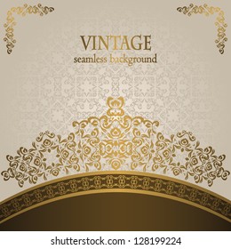 Stylish wedding invitation with vintage pattern on a light background