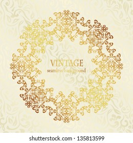 Stylish wedding invitation with vintage round frame