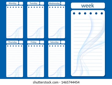 Stylish weekly, daily planner template. Organizer and schedule with notes and to-do list. Vector illustration.