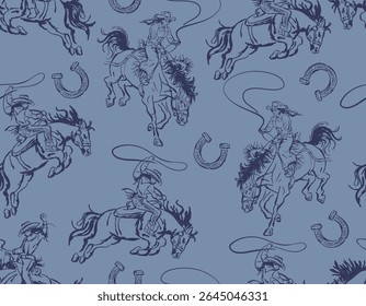 Stylish western Cowboys rodeo  seamless  from wild west rural  vector illustration ,Design for fashion , fabric, textile, wallpaper , wrapping and all prints