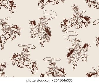Stylish western Cowboys rodeo  seamless  from wild west rural  vector illustration ,Design for fashion , fabric, textile, wallpaper , wrapping and all prints