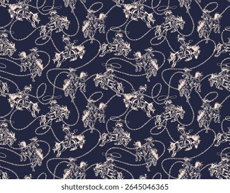 Rodeio oeste dos Cowboys elegante sem costura da ilustração vetor rural oeste selvagem, Design para moda, tecido, têxtil, papel de parede, embalagem e todas as impressões