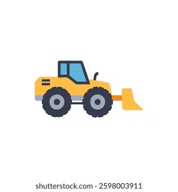 A stylish wheel loader icon ideal for design and creative works.