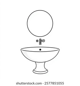 Stylish white bathroom fixture vessel sink icon isolated on a  white background. Vector illustration.