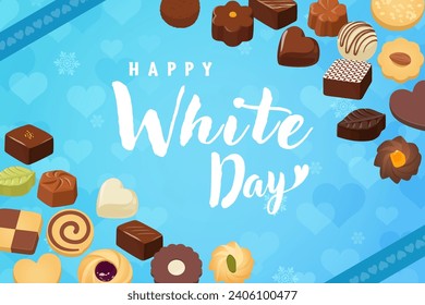 stylish white day banner material blue
