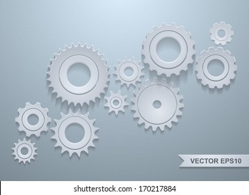 stylish white gears and cogs 