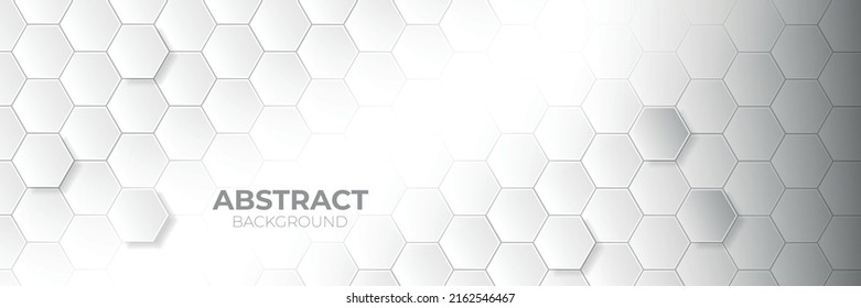 Stylish white and gray abstract vector background with shaded hexagons. Modern banner or wallpaper for websites, posters or advertisement