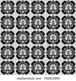 Stylish white, gray and black texture. Vector abstract geometric background. Seamless pattern with rhombus and polygons forming abstract wallpaper.
