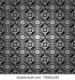 Stylish white, gray and black texture. Vector abstract geometric background. Seamless pattern with rhombus and polygons forming abstract wallpaper.