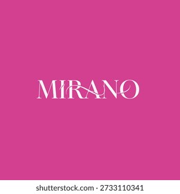 Stylish white 'MIRANO' text against a vivid pink backdrop, offering a clean and modern aesthetic for branding or design projects.
