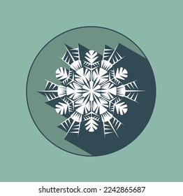 Stylish white snowflake with shadows. New Year's attributes in trendy colors of 2023. The illusion of a three-dimensional image.