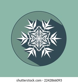 Stylish white snowflake with shadows. New Year's attributes in trendy colors of 2023. The illusion of a three-dimensional image.