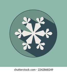 Stylish white snowflake with shadows. New Year's attributes in trendy colors of 2023. The illusion of a three-dimensional image.