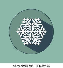 Stylish white snowflake with shadows. New Year's attributes in trendy colors of 2023. The illusion of a three-dimensional image.