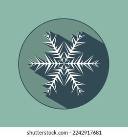 Stilvolle weiße Schneeflocke mit Schatten. Neujahr-Attribute in trendigen Farben des Jahres 2023. Die Illusion eines dreidimensionalen Bildes.