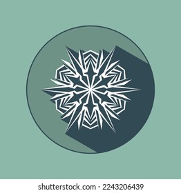 Stylish white snowflake with shadows. New Year's attributes in trendy colors of 2023. The illusion of a three-dimensional image.