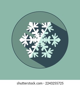 Stilvolle weiße Schneeflocke mit Schatten. Neujahr-Attribute in trendigen Farben des Jahres 2023. Die Illusion eines dreidimensionalen Bildes.