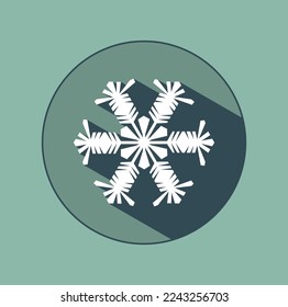 Stylish white snowflake with shadows. New Year's attributes in trendy colors of 2023. The illusion of a three-dimensional image.