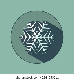 Stilvolle weiße Schneeflocke mit Schatten. Neujahr-Attribute in trendigen Farben des Jahres 2023. Die Illusion eines dreidimensionalen Bildes.