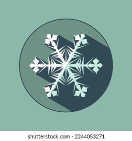 Stylish white snowflake with shadows. New Year's attributes in trendy colors of 2023. The illusion of a three-dimensional image.