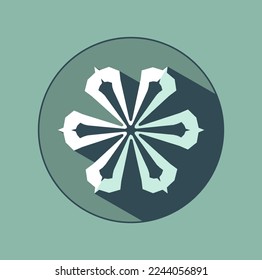 Stylish white snowflake with shadows. New Year's attributes in trendy colors of 2023. The illusion of a three-dimensional image.