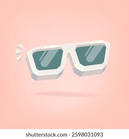 Stylish White Sunglasses Flat Lay Vector Illustration on Peach Background, Perfect for Summer Fashion and Accessory Designs, Ideal for Social Media and Marketing
