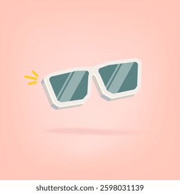 Stylish White Sunglasses Flat Lay Vector Illustration on Peach Background, Perfect for Summer Fashion and Accessory Designs, Ideal for Social Media and Marketing