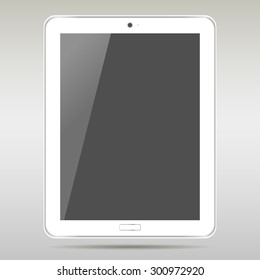 stylish white tablet on a gray background