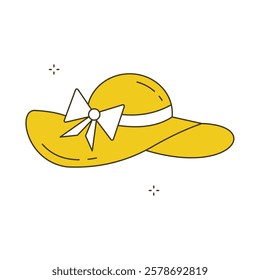 Stylish Wide Brim Beach Hat Vector ICon Design