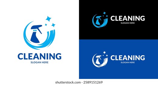 Stylish window cleaning service logo. Vector illustration.